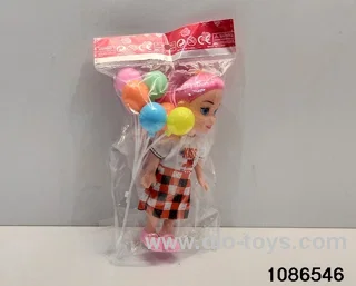 6 inch doll with balloon in color bag