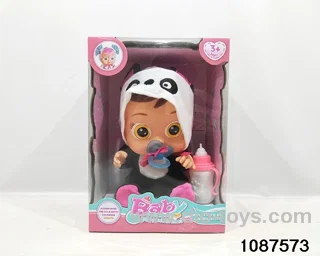 Dolls with four barrels in window box