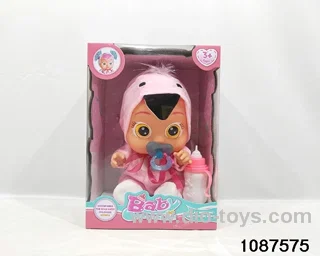 Dolls with four barrels in window box