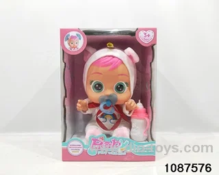 Dolls with four barrels in window box