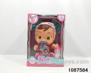 Dolls with four barrels in window box