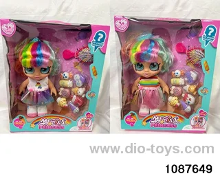 Doll set with four voices in window box