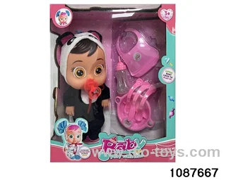 Doll set with four voices in window box