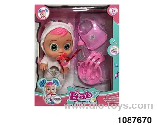 Doll set with four voices in window box