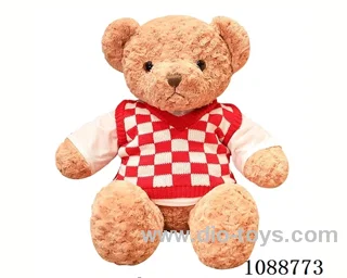 50CM red checkered sweater teddy bear doll