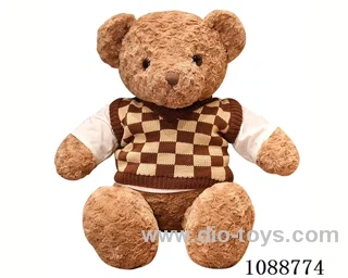50CM chocolate checkered sweater teddy bear doll