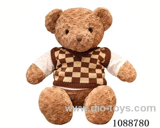 60CM chocolate checkered sweater teddy bear doll