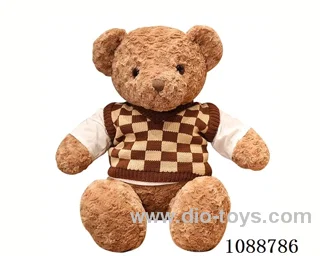 70CM chocolate checkered sweater teddy bear doll