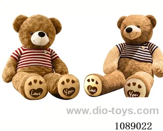 97CM light brown striped sweater teddy bear doll