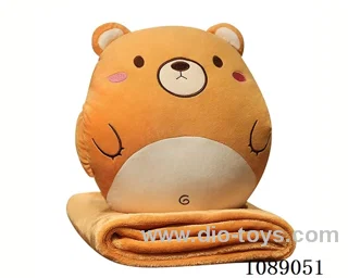 Brown bear hand warmer pillow blanket 3-in-1 95*80 air-conditioned quilt