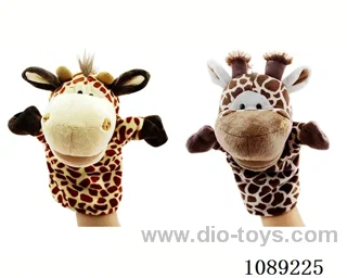 Giraffe cartoon animal hand puppet plush doll