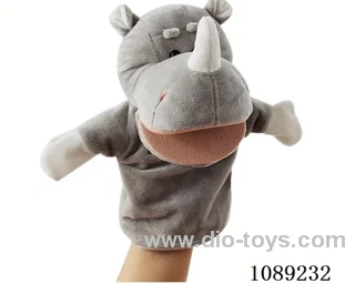 Rhino cartoon animal hand doll plush