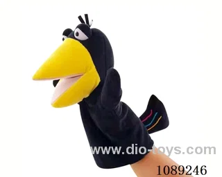 Crow cartoon animal hand puppet plush doll