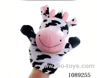 Cow cartoon animal hand puppet plush doll