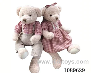 65CM pink checkered teddy bear