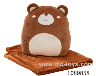 Brown bear throw pillow blanket