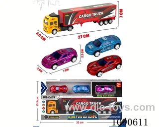 pull back alloy Container truck + 3PCS pull back alloy Sports car