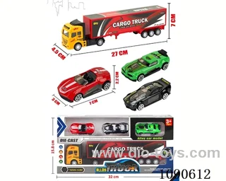 pull back alloy Container truck + 3PCS free wheel alloy Sports car