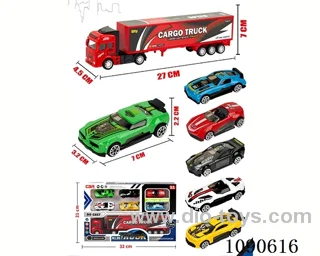 pull back alloy Container truck + 6PCS free wheel alloy Sports car