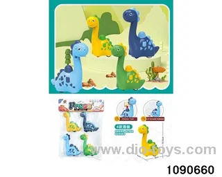 4pcs Cute Brachiosaurus in PP bag with header