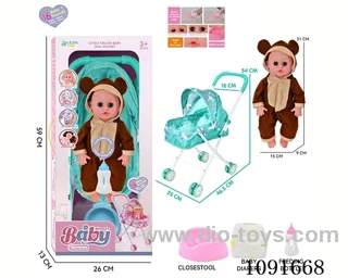 14inch 16IC doll with iron stroller in window box
