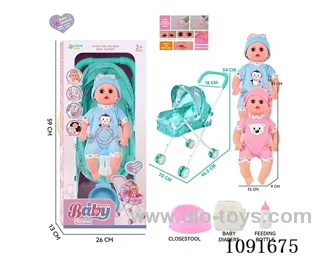 14inch 16IC doll with iron stroller in window box