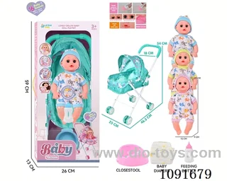 14inch 16IC doll with iron stroller in window box