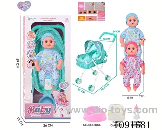 14inch 16IC doll with iron stroller in window box