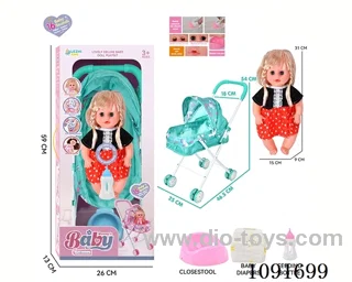 14inch 16IC doll with iron stroller in window box