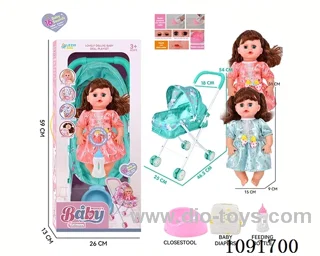 14inch 16IC doll with iron stroller in window box