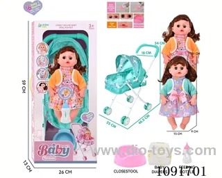 14inch 16IC doll with iron stroller in window box
