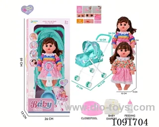 14inch 16IC doll with iron stroller in window box