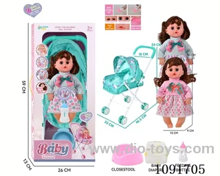 14inch 16IC doll with iron stroller in window box