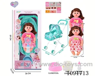 14inch 16IC doll with iron stroller in window box