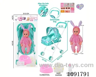 14inch 16IC doll with iron stroller in PE bag with header