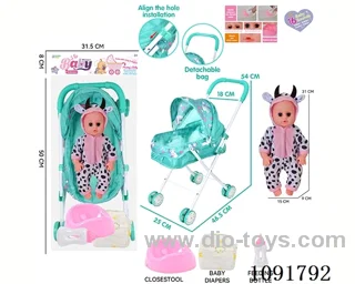 14inch 16IC doll with iron stroller in PE bag with header
