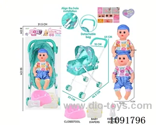 14inch 16IC doll with iron stroller in PE bag with header