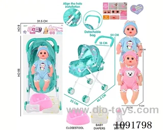 14inch 16IC doll with iron stroller in PE bag with header