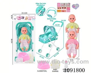 14inch 16IC doll with iron stroller in PE bag with header