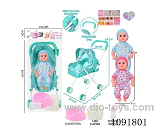 14inch 16IC doll with iron stroller in PE bag with header