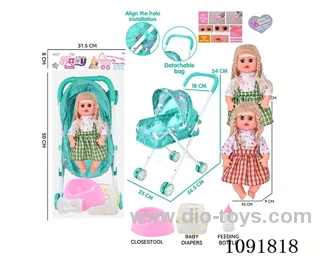 14inch 16IC doll with iron stroller in PE bag with header