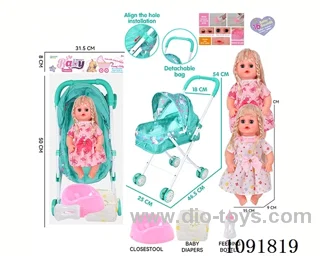 14inch 16IC doll with iron stroller in PE bag with header
