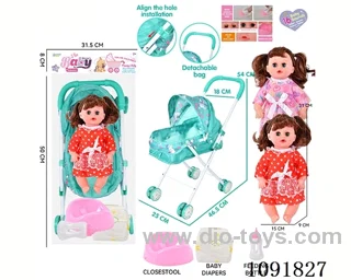 14inch 16IC doll with iron stroller in PE bag with header