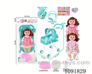 14inch 16IC doll with iron stroller in PE bag with header