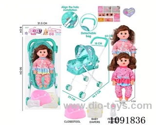 14inch 16IC doll with iron stroller in PE bag with header