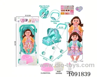 14inch 16IC doll with iron stroller in PE bag with header