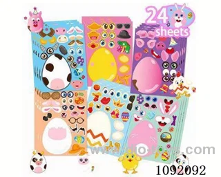 Children's handmade DIY fun Easter egg face change sticker puzzle