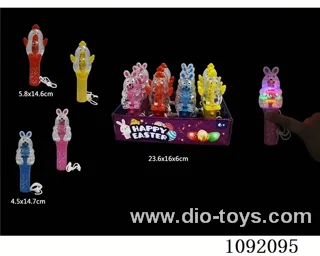 5 Lights Easter Bunny Flash Turn Stick 3*AG13 Yellow/Blue 12 pieces/display box
