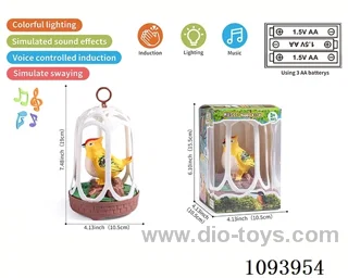 sound control birdcage with 1 bird/action/light/music