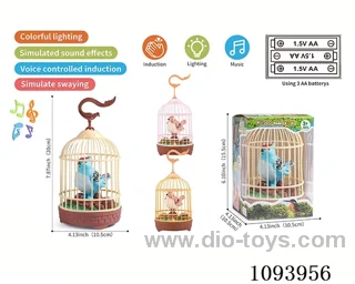 sound control birdcage with 1 bird/action/light/music